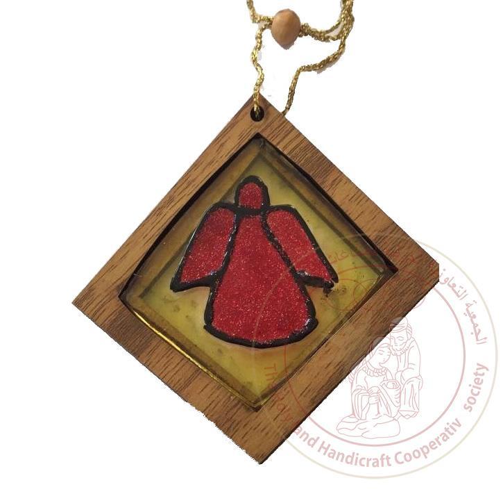 Olive Wood & Glass Cross Ornament