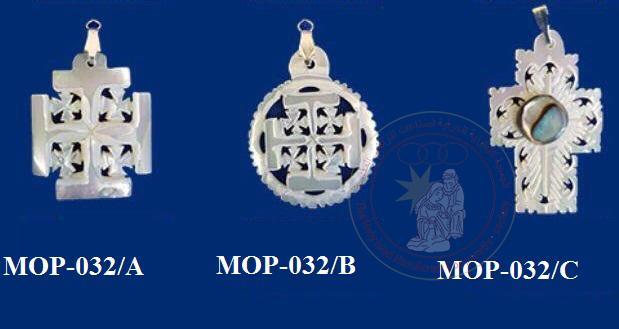 Jerusalem Cross Pendant - Mother of Pearl, White Hue