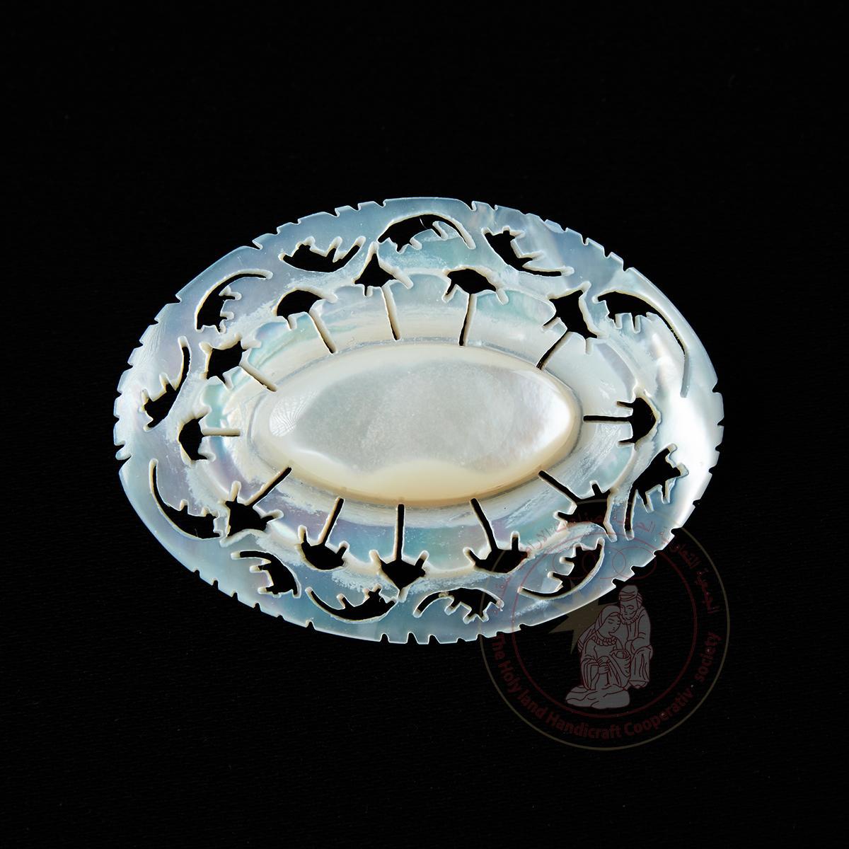 Oval 'Flower' Brooch - Mother of Pearl
