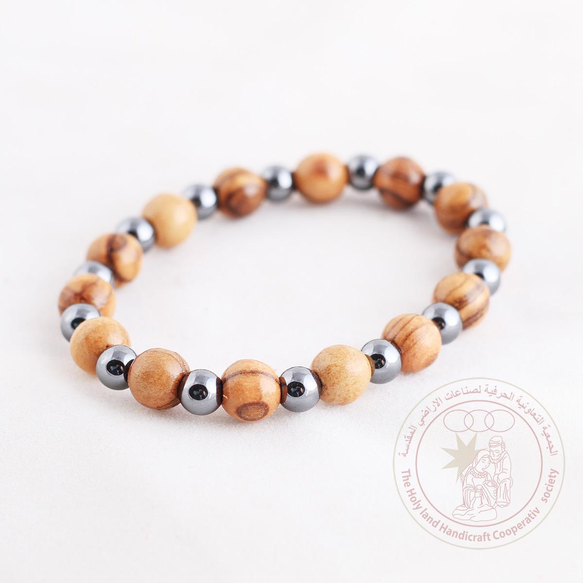 Authentic Olive Wood Round beads bracelet, elastic cord.
