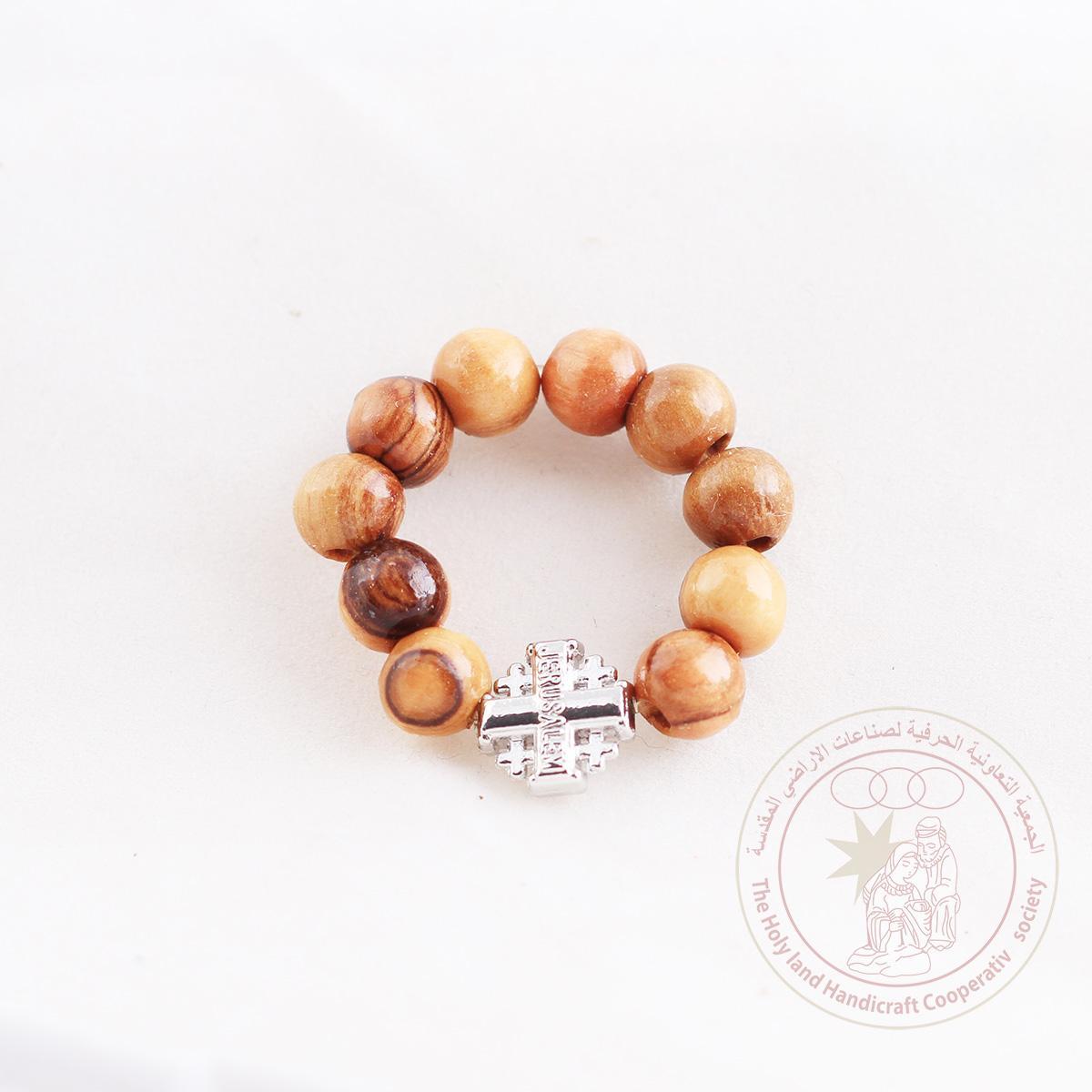 Authentic Olive Wood finger rosary w/ Jerusalem Cross