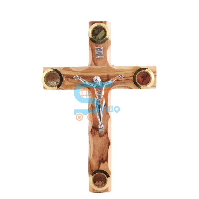 Hanging Olive Wood Cross With Crucifix