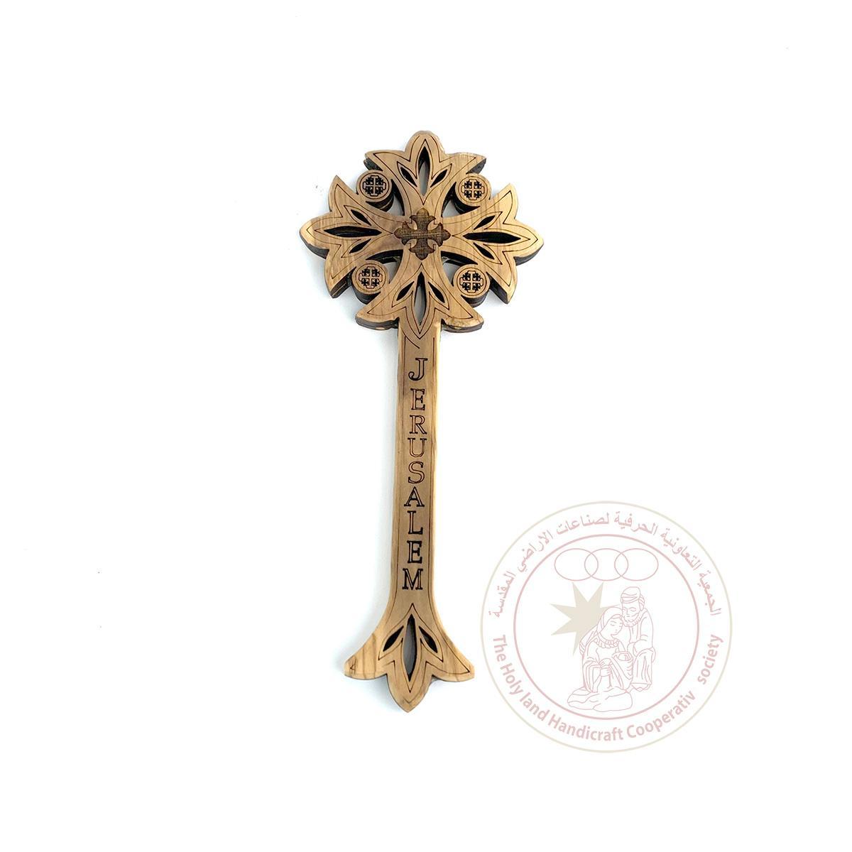 Jerusalem' Blessing Cross f/Priests - Olive Wood, Laser Cut