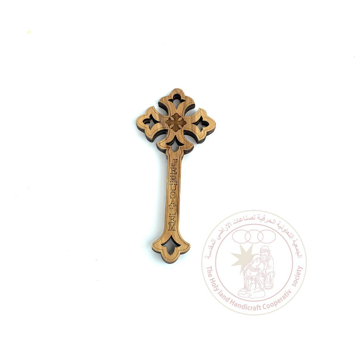 Jerusalem' Blessing Cross f/Priests - Olive Wood, Laser Cut