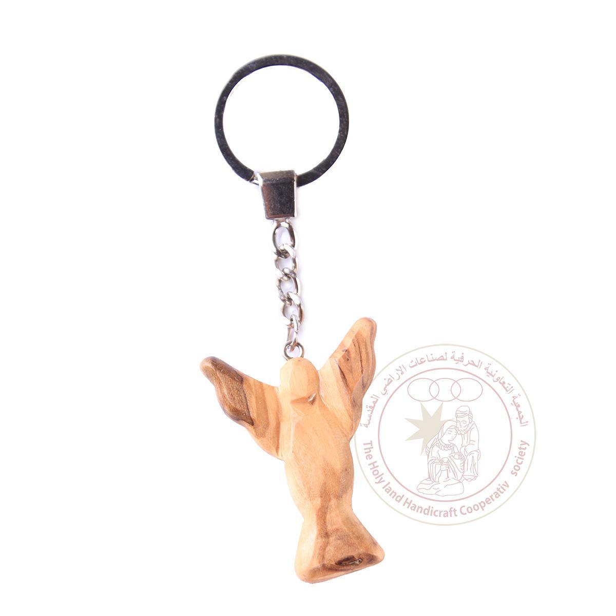 Olive Wood Keychain Angel