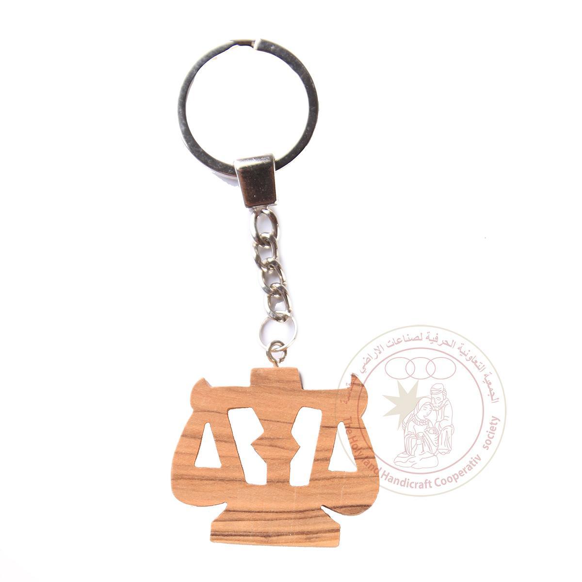 Olive Wood Keychain Horoscope "Libra"