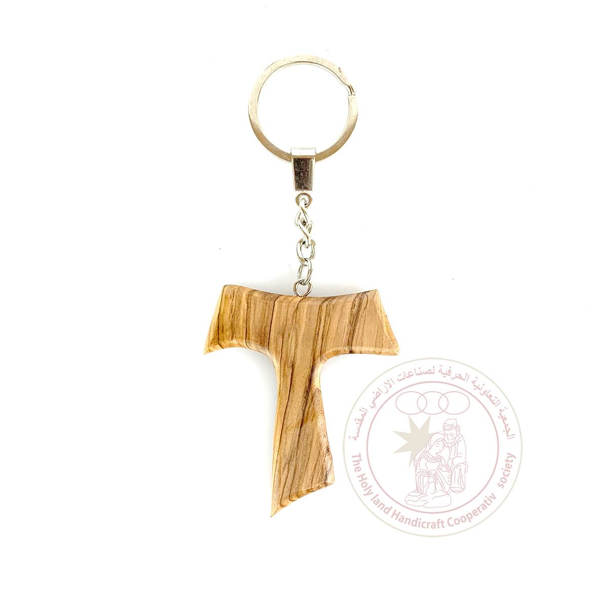 'Tau Cross' Keychain - Olive Wood