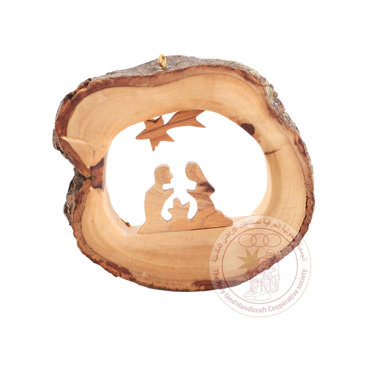 Olive Wood Christmas Ornament with Natural Wood