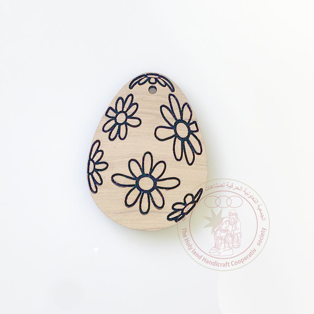 Olive Wood Flower Egg Easter Ornament Laser Cut