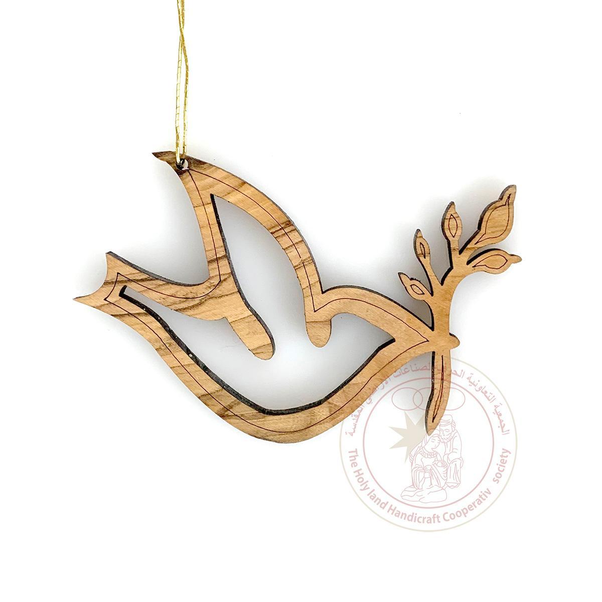 Dove of Peace' Christmas Ornament - Olive Wood, Laser Cut