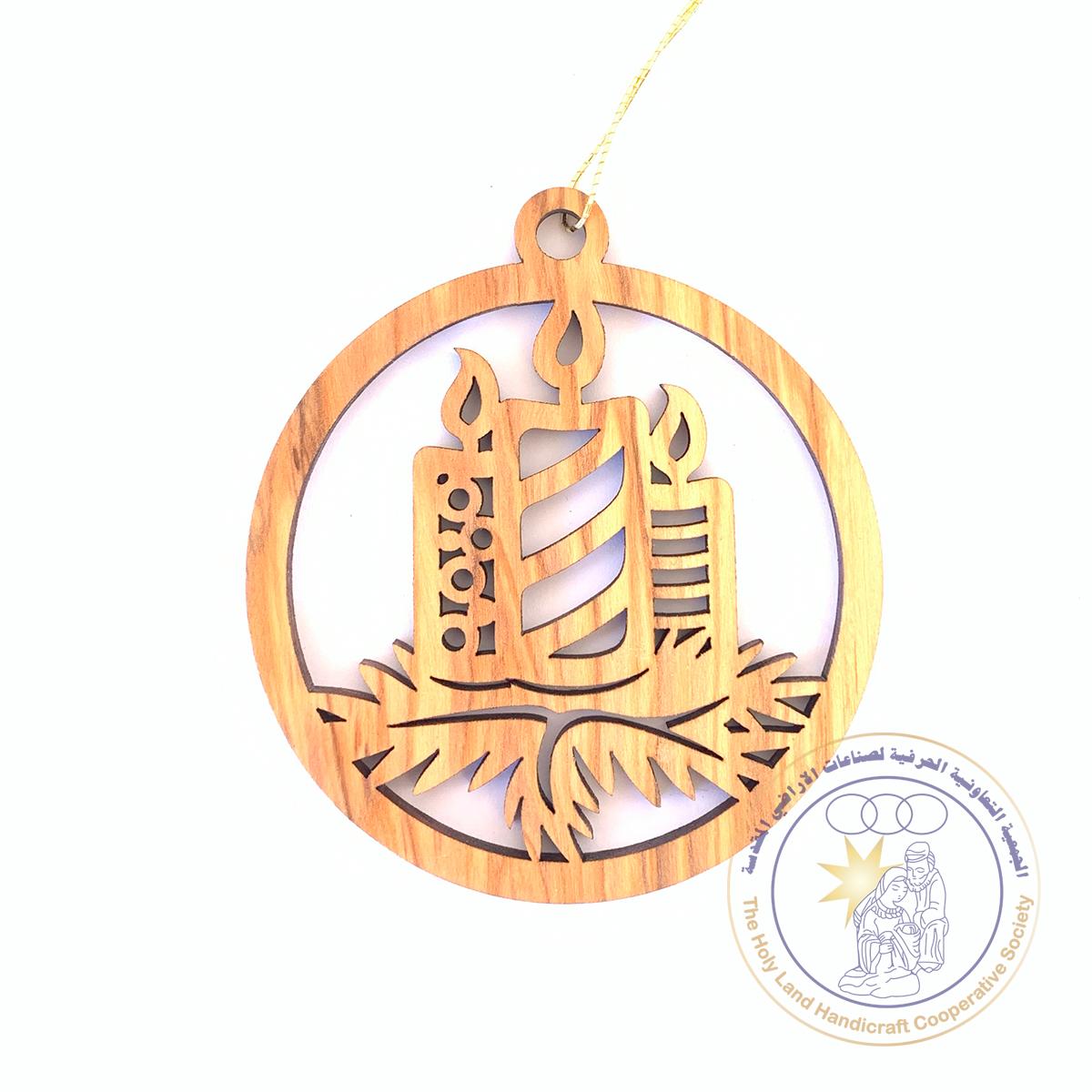 Olive Wood Laser Ornament candles Shape
