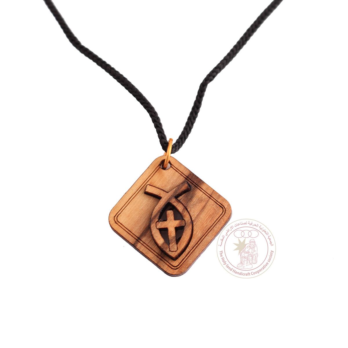 Olive Wood Ichthus Pendant