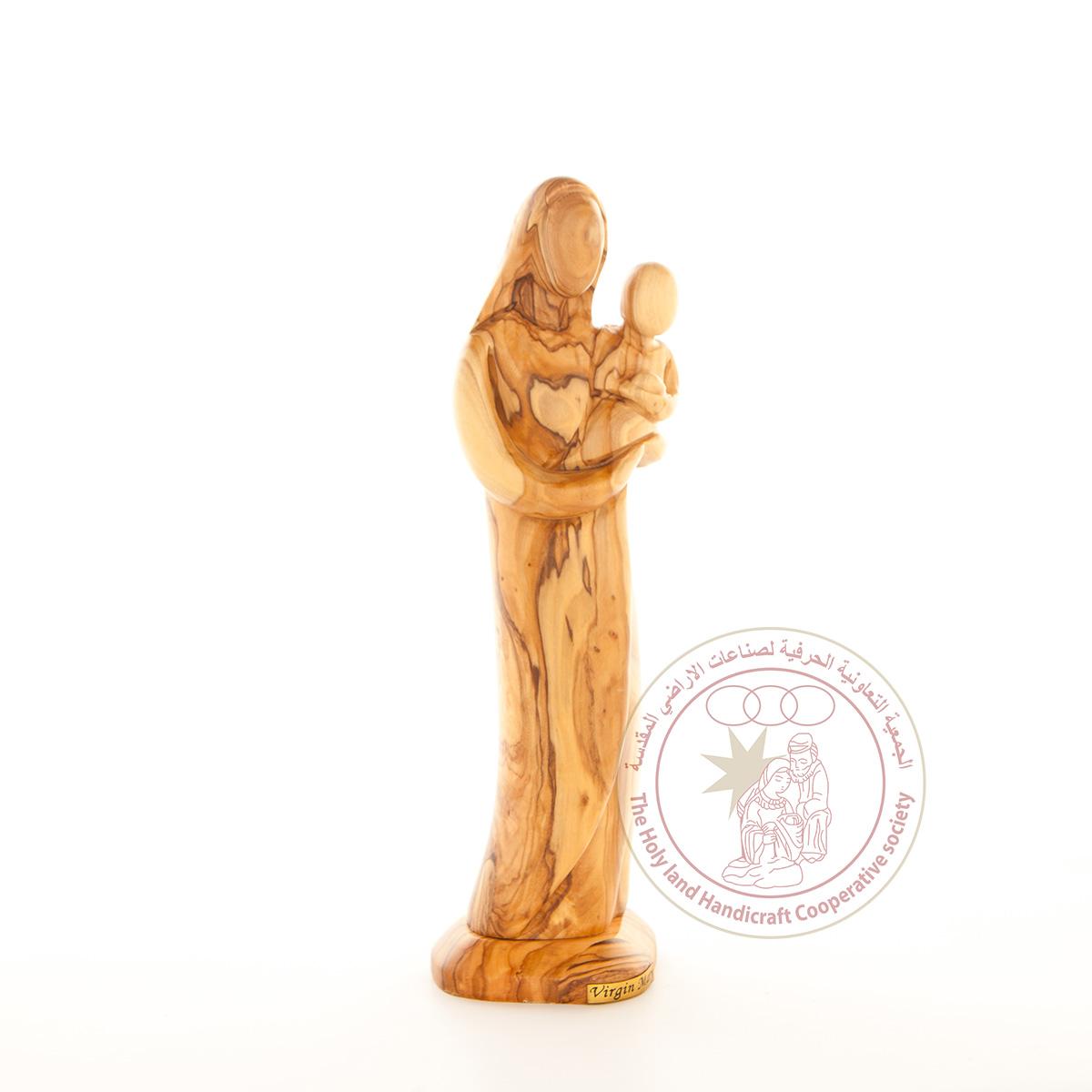 The Virgin Mary with Jesus - Smooth Plain Olive Wood Figurine