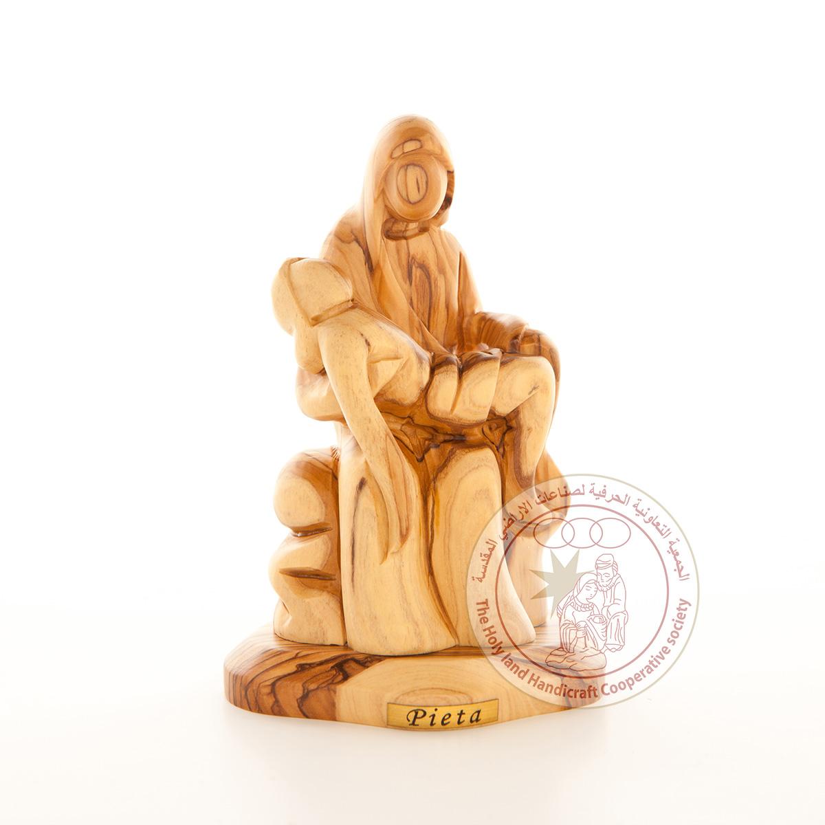 The Virgin Mary with Jesus 'Pieta' - Smooth Plain Olive Wood Figurine