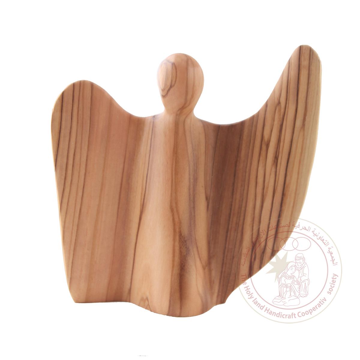 Angel w/Outstretched Wings Figurines - Olive Wood, Smooth Plain Features