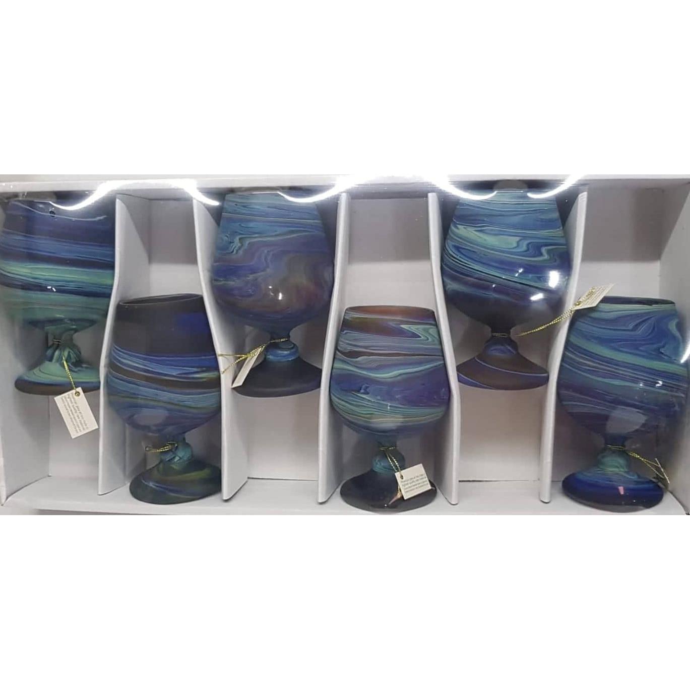 Wine Glass Elegant Shape Set Blue