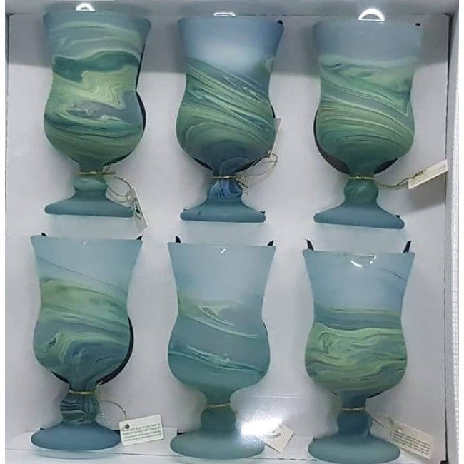Wine Glass Long Rounded Shape Set Green