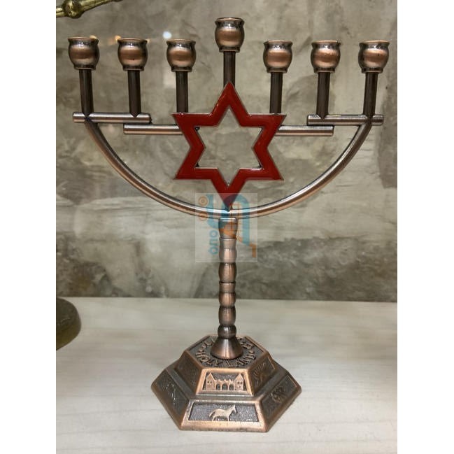 Menorah With Traditional Star Of David Bronze