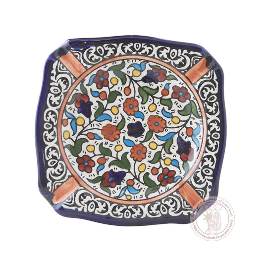 Multi-Colored Flowers' Ashtray - 14.5 CM, Ceramic