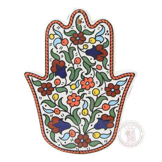 Multi-colored Tulips 'Hamsa' Hand Wall Decoration - 14.5 CM, Ceramic