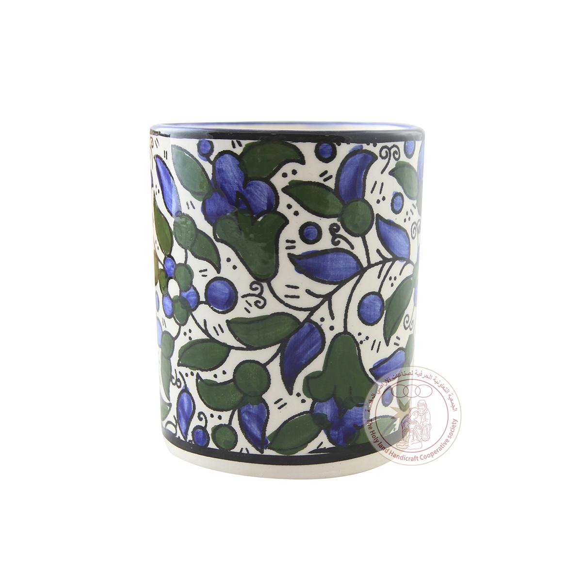 Blue & Green Tulips' Mug, Version 2 - 8 CM, Ceramic