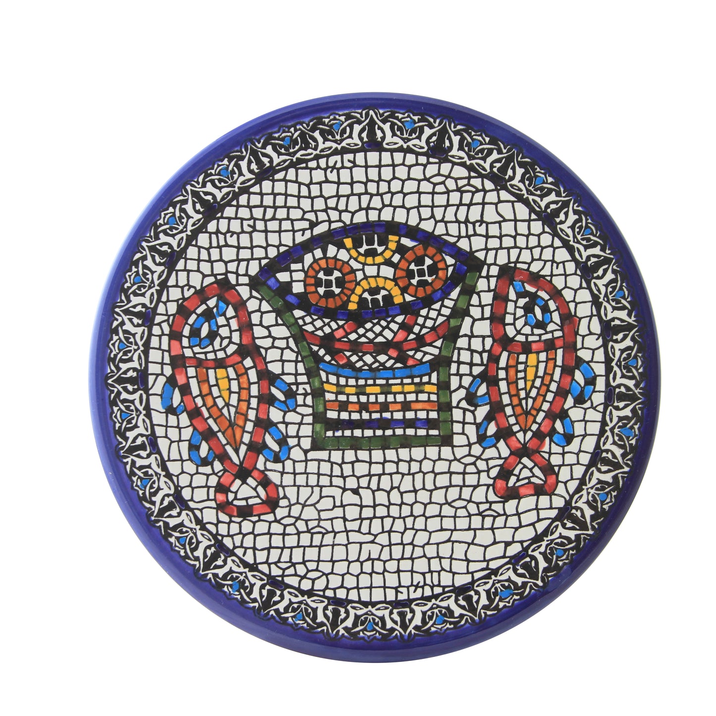 Ceramic Flat plate with loaves and fishes mosaic SET # 1 (6pcs)