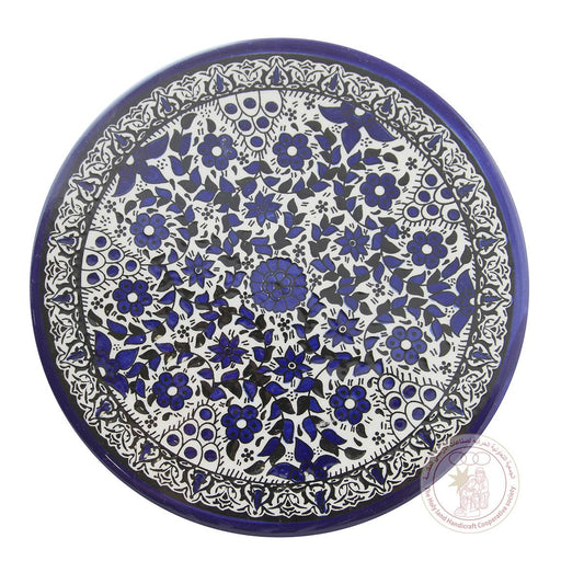 Blue Tulips' Flat Plate - 16 CM, Ceramic