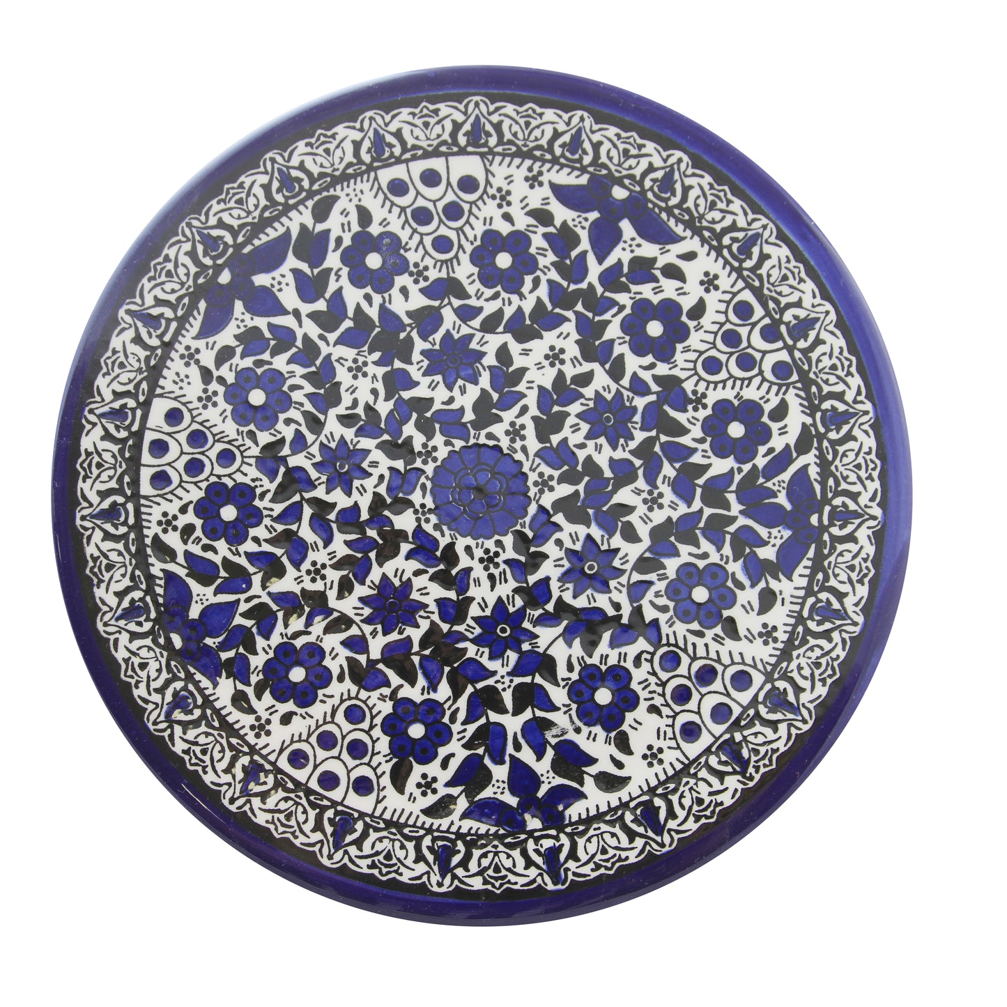 Ceramic Flat plate, Blue- colored floral SET # 3 (6pcs)