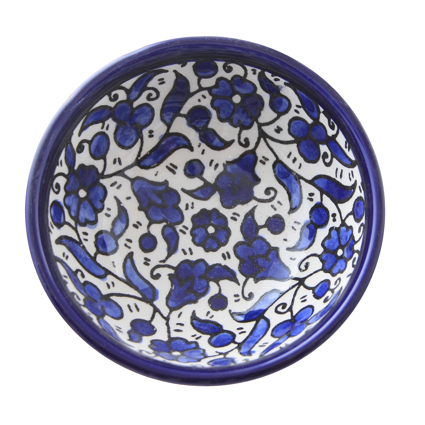 Ceramic Serving Deep bowl, Blue- colored floral w/tulips