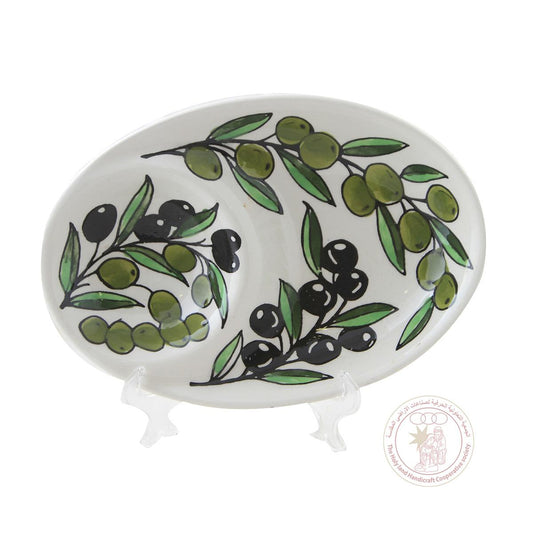 Olive Branch' Plate w/Divider - 18.5 CM, Ceramic