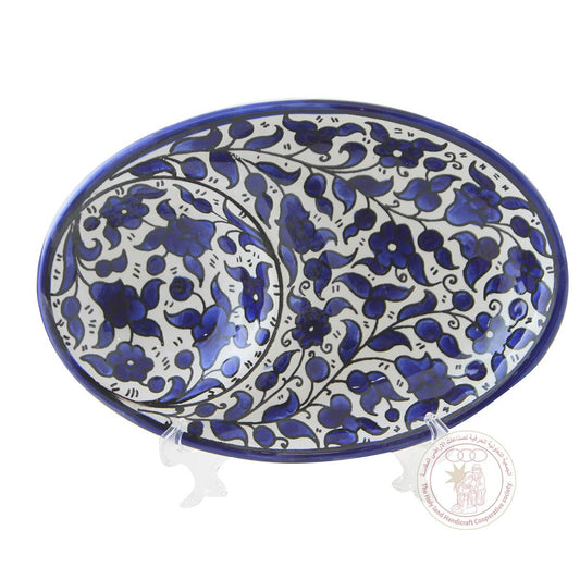 Blue Tulips' Plate w/Divider - 18.5 CM, Ceramic