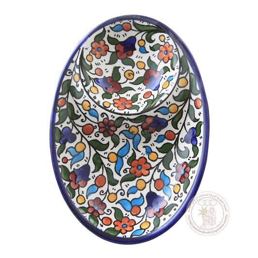 Colored Tulips' Oval Plate w/Divider - 18.5 CM, Ceramic