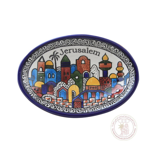 Jerusalem' Deep Oval Plate - 17 CM, Version 1, Ceramic