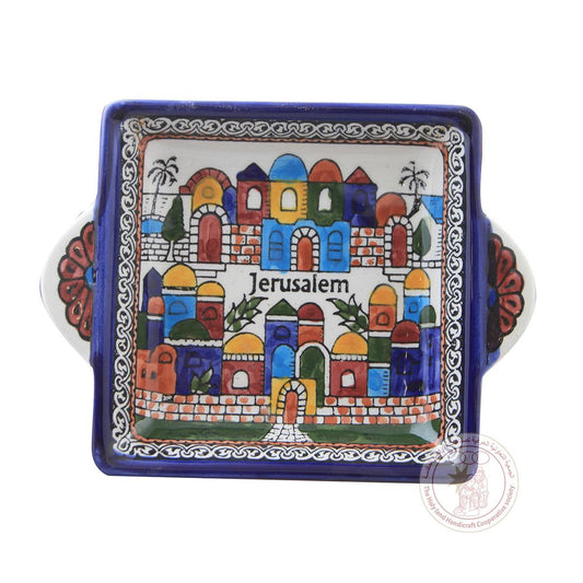 Jerusalem' Rectangular Plate - 21.5 CM, Ceramic