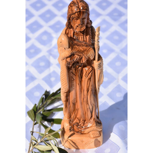 Olive Wood The Good Shepherd Statue