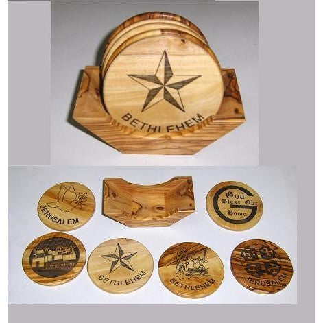 Olive Wood Coaster Set