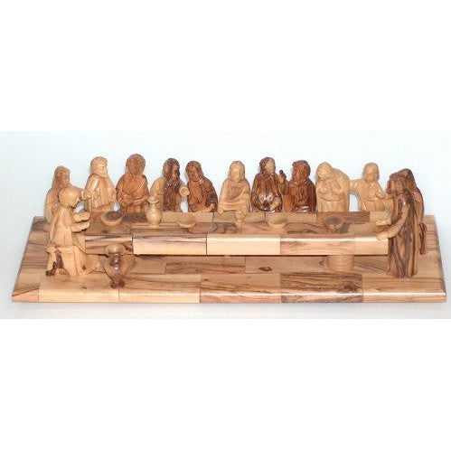 Olive Wood Jesus And The Twelve Disciples Eating The Last Supper