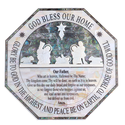 Lord's Prayer (in English) Large Wall Hanging - Mother of Pearl, Abalone