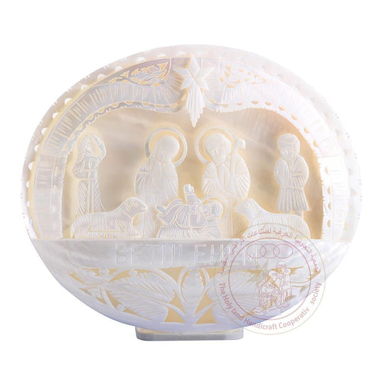 Holy Family Nativity Oval Shell - Mother of Pearl