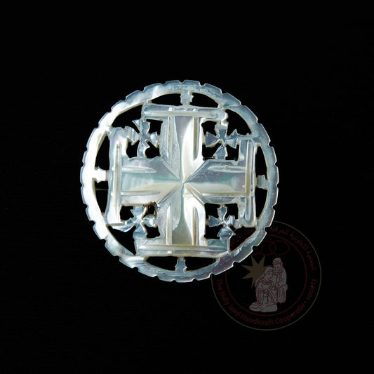 Round 'Cross' Brooch - Mother of Pearl