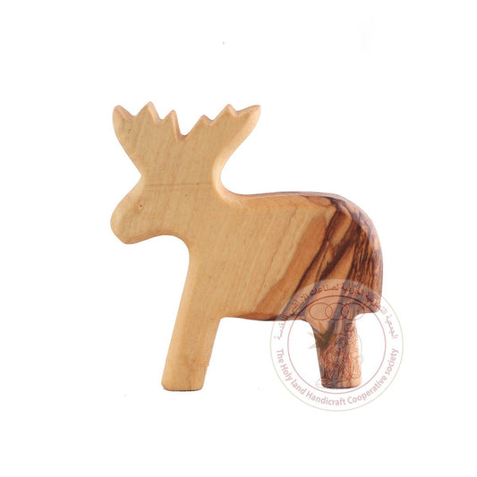 Large Reindeer Figurine - Olive Wood