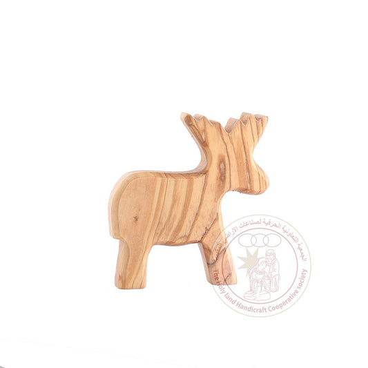 Small Reindeer Figurine - Olive Wood