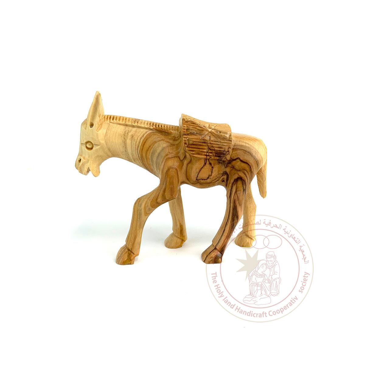 Donkey Figurine - Olive Wood, Detailed Features