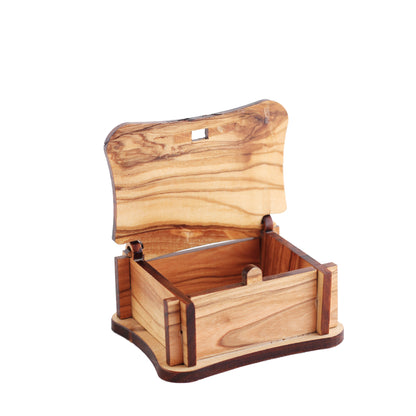 Laser olive wood jewelry box Loaves and Fishes