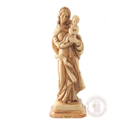 Virgin Mary with Child - Carved Olive Wood Statue