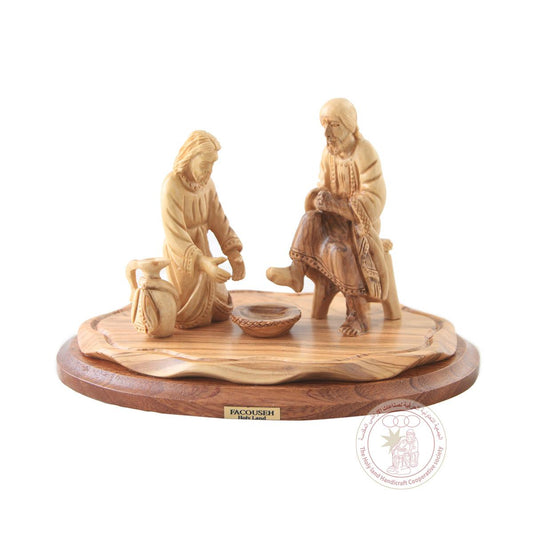 Jesus Washing The Apostle's Feet - Carved Olive Wood Statue