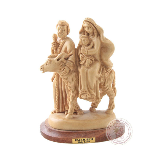 The Flight into Egypt - Carved Olive Wood Statue