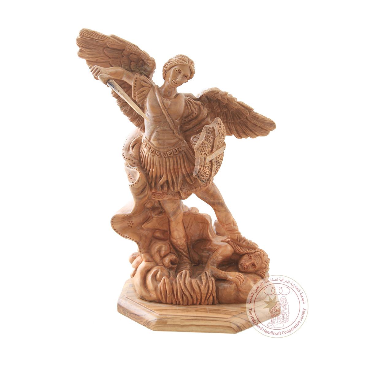 Archangel St. Michael - Carved Olive Wood Statue