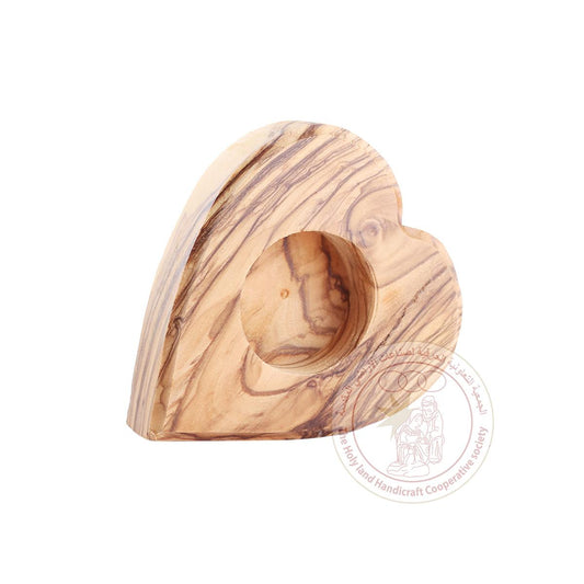 Heart' Tea Light Cander Holder - Olive Wood