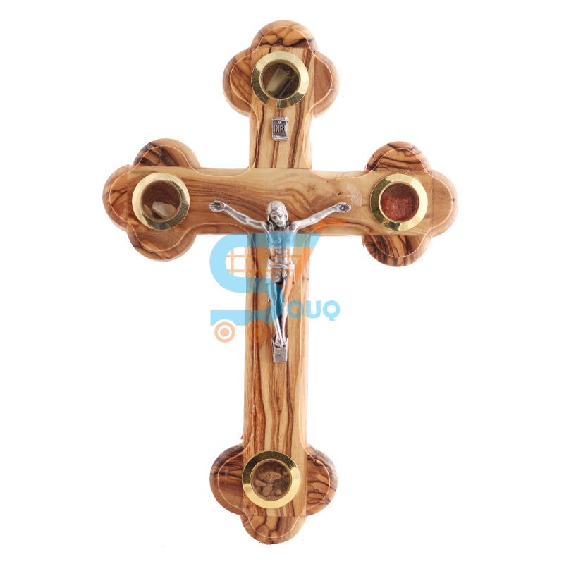 Hanging Olive wood Orthodox Cross With Crucifix